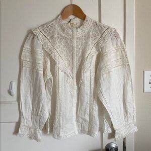 NWT American Eagle AE77 Premium Lace Eyelet Peasant Blouse